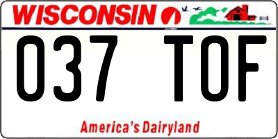 WI license plate 037TOF