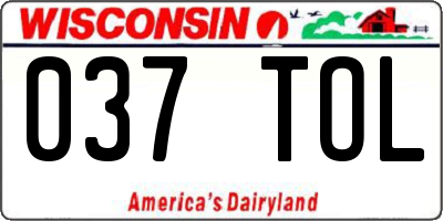 WI license plate 037TOL