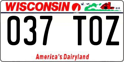 WI license plate 037TOZ