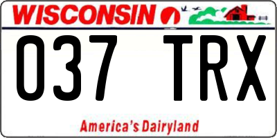 WI license plate 037TRX