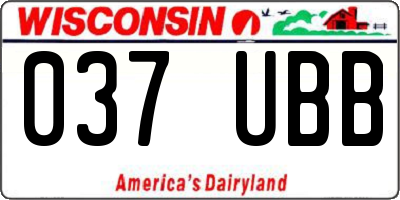 WI license plate 037UBB