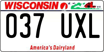 WI license plate 037UXL