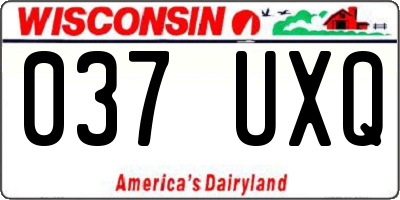 WI license plate 037UXQ