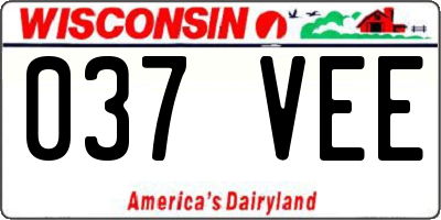 WI license plate 037VEE