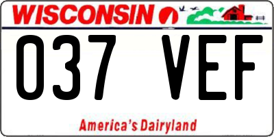 WI license plate 037VEF