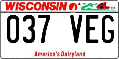 WI license plate 037VEG