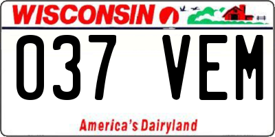 WI license plate 037VEM