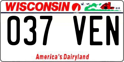 WI license plate 037VEN