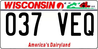 WI license plate 037VEQ