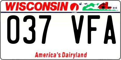 WI license plate 037VFA