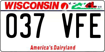 WI license plate 037VFE