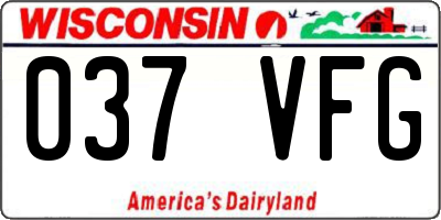 WI license plate 037VFG