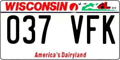 WI license plate 037VFK