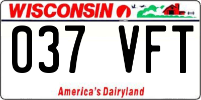 WI license plate 037VFT