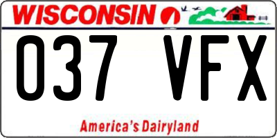 WI license plate 037VFX