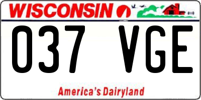 WI license plate 037VGE