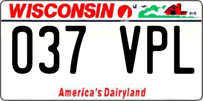WI license plate 037VPL