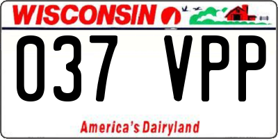 WI license plate 037VPP
