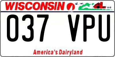 WI license plate 037VPU
