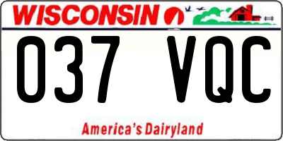 WI license plate 037VQC