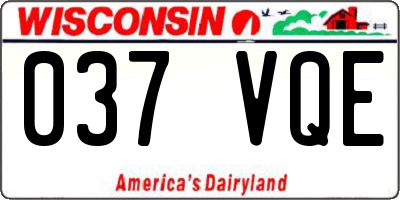 WI license plate 037VQE