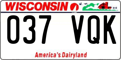 WI license plate 037VQK