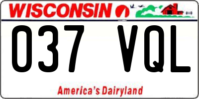 WI license plate 037VQL