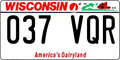 WI license plate 037VQR