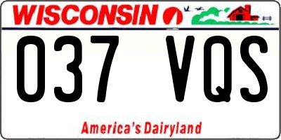 WI license plate 037VQS
