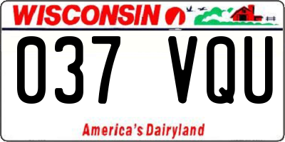 WI license plate 037VQU