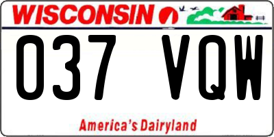 WI license plate 037VQW
