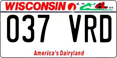 WI license plate 037VRD