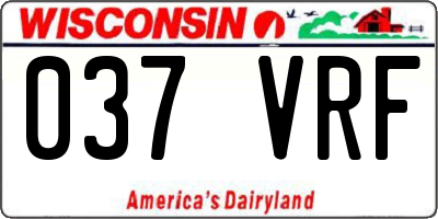 WI license plate 037VRF