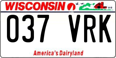 WI license plate 037VRK
