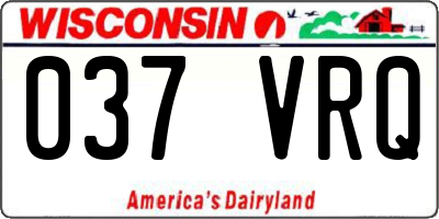 WI license plate 037VRQ