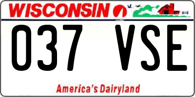 WI license plate 037VSE