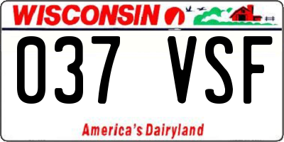 WI license plate 037VSF