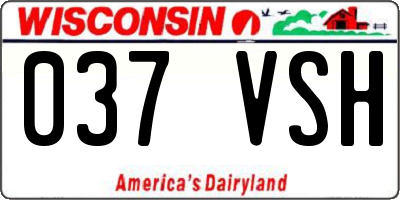 WI license plate 037VSH