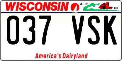WI license plate 037VSK