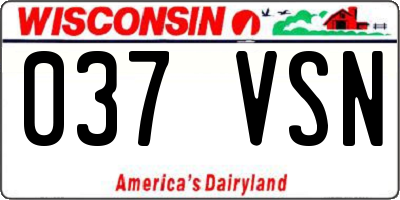 WI license plate 037VSN