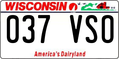WI license plate 037VSO