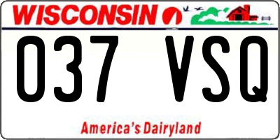 WI license plate 037VSQ