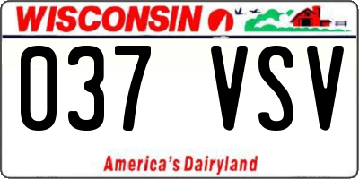 WI license plate 037VSV