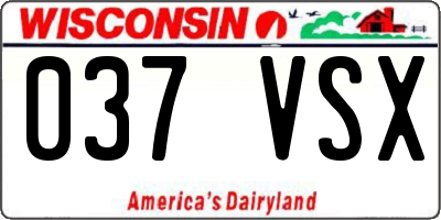 WI license plate 037VSX