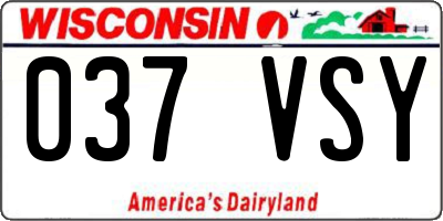 WI license plate 037VSY