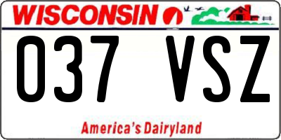 WI license plate 037VSZ