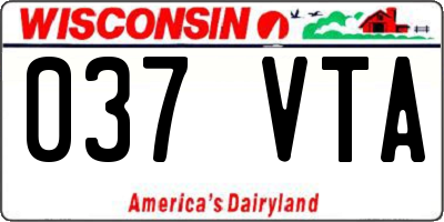 WI license plate 037VTA