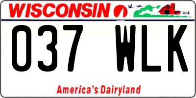 WI license plate 037WLK
