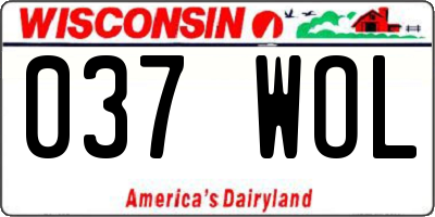 WI license plate 037WOL
