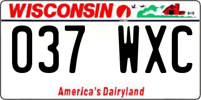 WI license plate 037WXC
